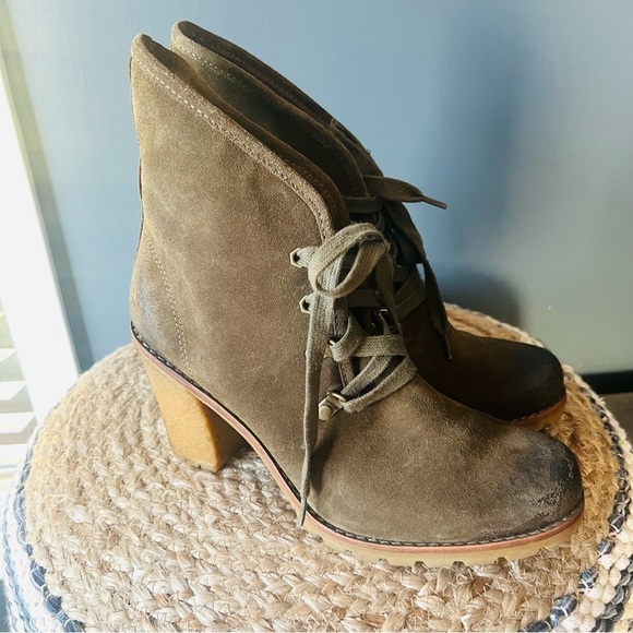 UGG Australia Calynda Olive Suede Ankle Boots - Picture 3 of 13